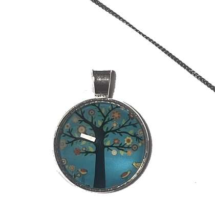 Kette - Baum mit Blüten und Vögeln