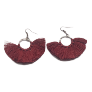 Ohrringe – Ring mit Quasten – Bordeaux