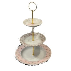 Etagere „Dreierlei Rosa Röschen“