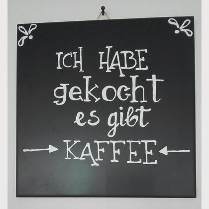 Spruchfliese schwarz "Ich habe gekocht