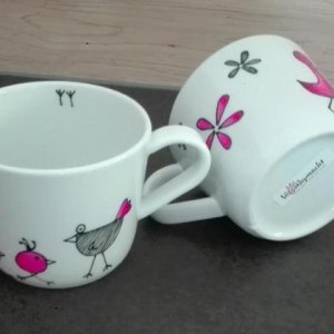 Kaffeebecher „Pink Huuhn“