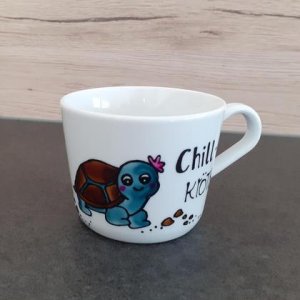 Kaffeebecher „chillkröte“ weiblich