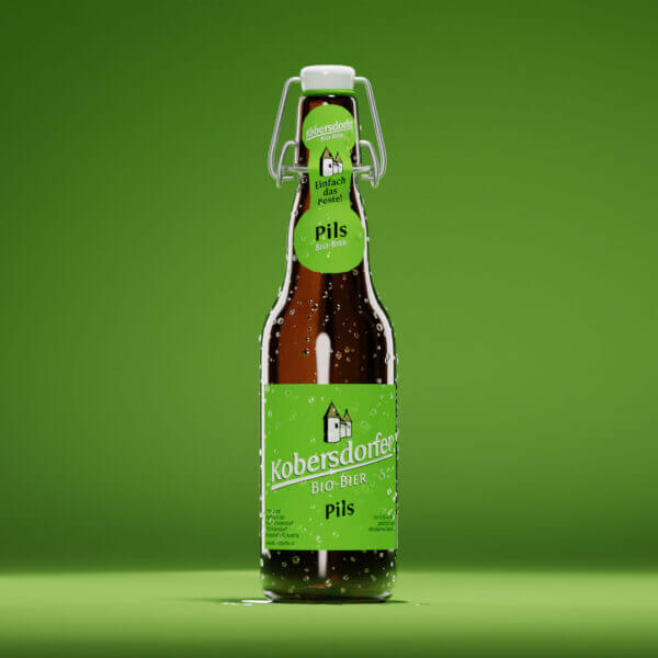 Eine Flasche von Kobersdorfer Bio Pils