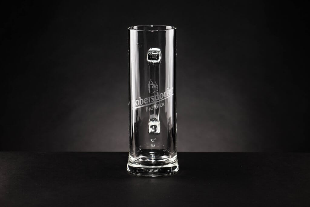 Glas Krügel mit Kobersdorfer Logo Gravur 0,5 l